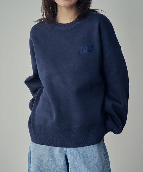 goocy（グーシー）の「刺繍スウェットライクニット（ニット/セーター・レディース・ネイビー/グレー/レッド・FREE）」の2枚目の写真