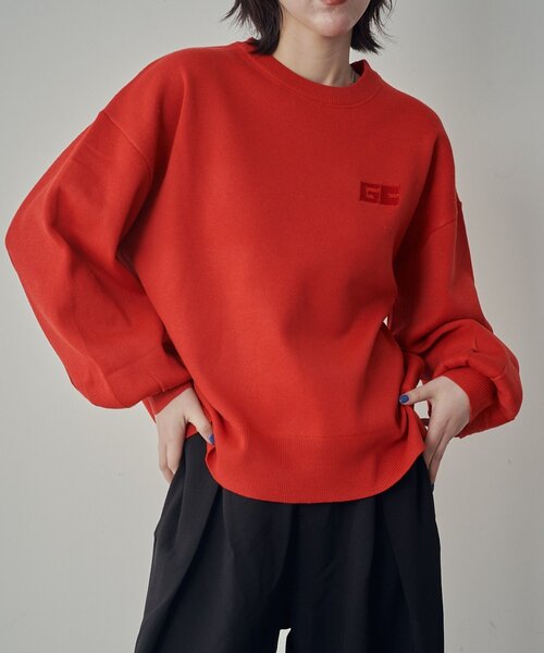 goocy（グーシー）の「刺繍スウェットライクニット（ニット/セーター・レディース・ネイビー/グレー/レッド・FREE）」の3枚目の写真