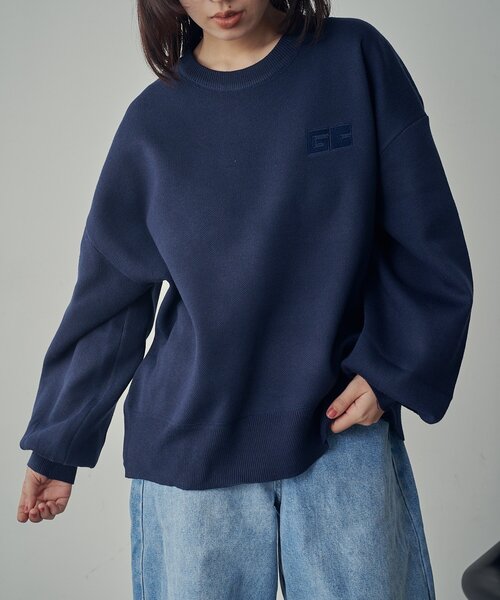goocy（グーシー）の「刺繍スウェットライクニット（ニット/セーター・レディース・ネイビー/グレー/レッド・FREE）」の14枚目の写真