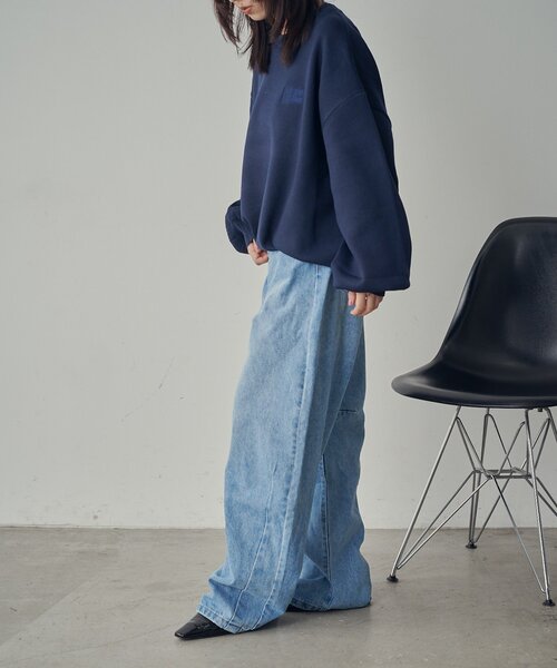 goocy（グーシー）の「刺繍スウェットライクニット（ニット/セーター・レディース・ネイビー/グレー/レッド・FREE）」の17枚目の写真