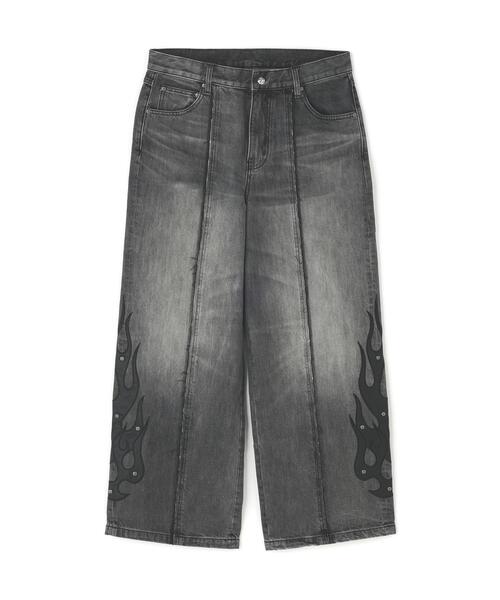 SUPPLIER/サプライヤー/Fire Tribal Leather Patch Baggy Denim