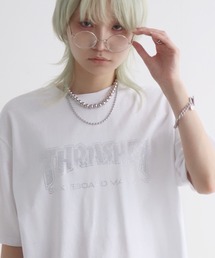【THRASHER/スラッシャー】ラメ総柄 ラインストーン 半袖Tシャツ