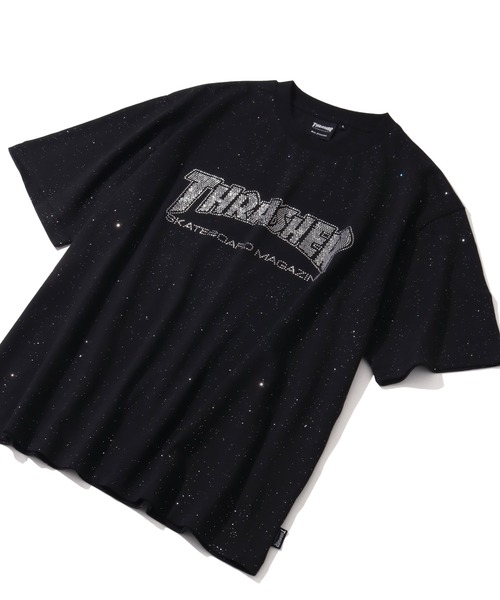 THRASHER（スラッシャー）の「【THRASHER/スラッシャー】ラメ総柄 ラインストーン 半袖Tシャツ（Tシャツ/カットソー・メンズ・ブラック/ホワイト/ピンク・M/L/XL）」の3枚目の写真