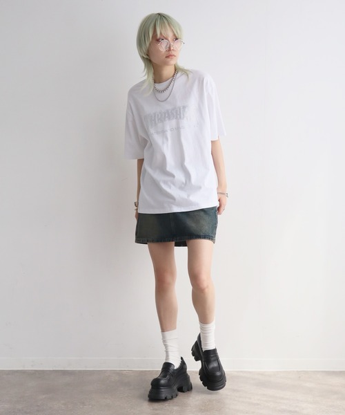 THRASHER（スラッシャー）の「【THRASHER/スラッシャー】ラメ総柄 ラインストーン 半袖Tシャツ（Tシャツ/カットソー・メンズ・ブラック/ホワイト/ピンク・M/L/XL）」の11枚目の写真