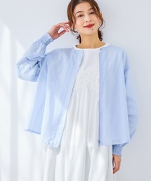 studio CLIP | シアーストライプフレアブルゾンブラウス(シャツ/ブラウス)