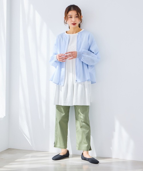 studio CLIP（スタディオクリップ）の「シアーストライプフレアブルゾンブラウス（シャツ/ブラウス・レディース・その他2/その他1/その他4・FREE）」の4枚目の写真