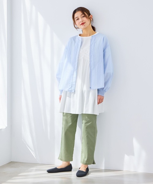 studio CLIP（スタディオクリップ）の「シアーストライプフレアブルゾンブラウス（シャツ/ブラウス・レディース・その他2/その他1/その他4・FREE）」の6枚目の写真