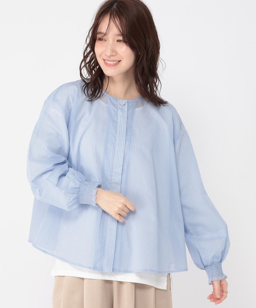 studio CLIP（スタディオクリップ）の「シアーストライプフレアブルゾンブラウス（シャツ/ブラウス・レディース・その他2/その他1/その他4・FREE）」の8枚目の写真