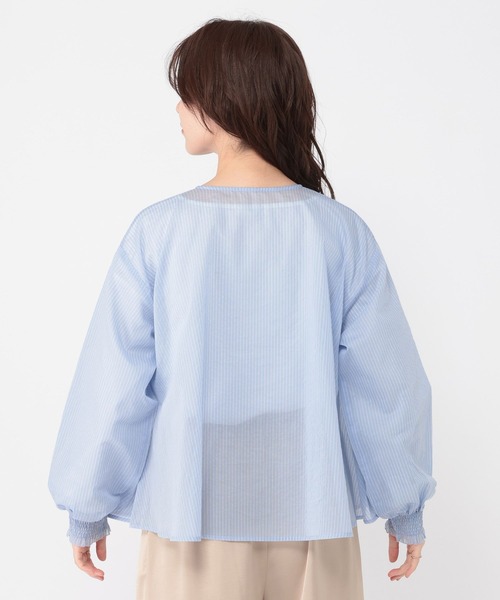 studio CLIP（スタディオクリップ）の「シアーストライプフレアブルゾンブラウス（シャツ/ブラウス・レディース・その他2/その他1/その他4・FREE）」の11枚目の写真