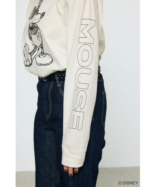 AZUL by moussy(アズールバイマウジー)の「【身長/骨格別着用画像あり】ADスケッチプリントロンT / MICKEY ディズニー ミッキー キャラクター コラボ 春服 夏服 秋服(Tシャツ/カットソー・レディース・オフホワイト/杢グレー/ブラック・SMALL/MEDIUM)」の11枚目の写真