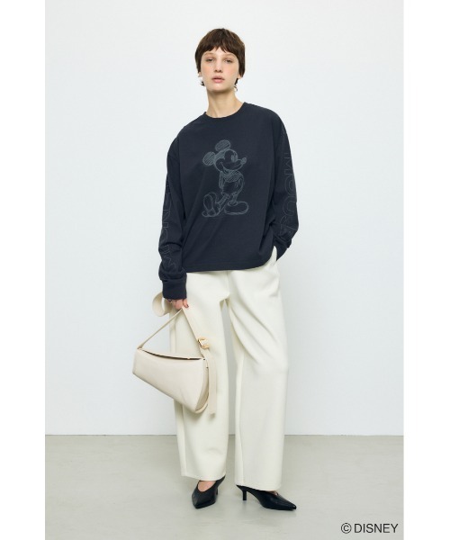 AZUL by moussy(アズールバイマウジー)の「【身長/骨格別着用画像あり】ADスケッチプリントロンT / MICKEY ディズニー ミッキー キャラクター コラボ 春服 夏服 秋服(Tシャツ/カットソー・レディース・オフホワイト/杢グレー/ブラック・SMALL/MEDIUM)」の13枚目の写真