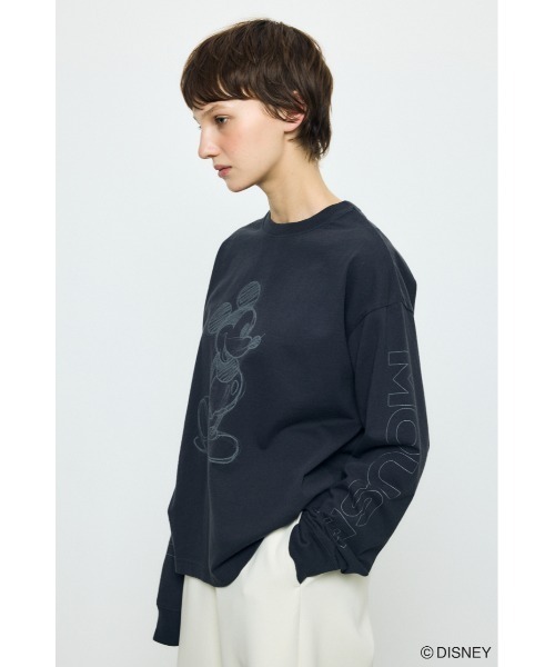 AZUL by moussy(アズールバイマウジー)の「【身長/骨格別着用画像あり】ADスケッチプリントロンT / MICKEY ディズニー ミッキー キャラクター コラボ 春服 夏服 秋服(Tシャツ/カットソー・レディース・オフホワイト/杢グレー/ブラック・SMALL/MEDIUM)」の14枚目の写真