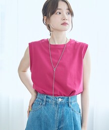 レディースのTシャツ/カットソー（ピンク/桃色系・袖なし