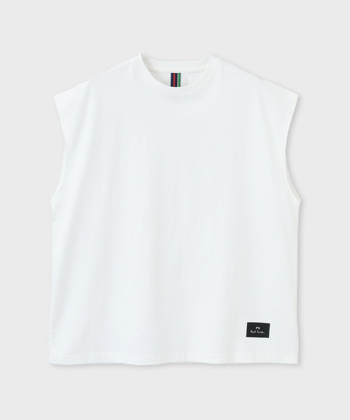 PS Paul Smith(ピーエスポールスミス)の「ヴィンテージライク ノースリーブTシャツ / 162762 EXNS01(Tシャツ/カットソー・メンズ・ブラック/ホワイト・LARGE/MEDIUM/SMALL)」の1枚目の写真