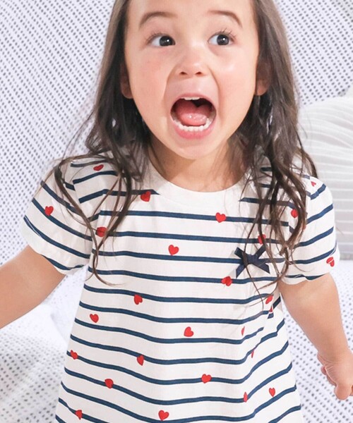 SLAP SLIP（スラップスリップ）の「【スララク/防汚加工/オーガニックコットン】ときめき女の子半袖Tシャツ(80~130cm)（Tシャツ/カットソー・キッズ・ホワイト/ピンク/グリーン/ホワイト系その他/イエロー/オフホワイト/ブルー/ピンク系その他・80ｃｍ/90cm/110cm/100cm/120cm/130cm）」の3枚目の写真