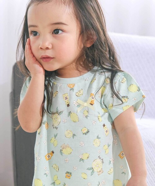 SLAP SLIP（スラップスリップ）の「【スララク/防汚加工/オーガニックコットン】ときめき女の子半袖Tシャツ(80~130cm)（Tシャツ/カットソー・キッズ・ホワイト/ピンク/グリーン/ホワイト系その他/イエロー/オフホワイト/ブルー/ピンク系その他・80ｃｍ/90cm/110cm/100cm/120cm/130cm）」の4枚目の写真
