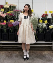 ボリュームチュールパフスリーブドレス / volume tulle puff sleeve