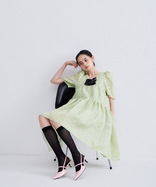 ANDRESD（アンドレスド）の「エッジリボンミニドレス / edge ribbon mini dress（ドレス・レディース・イエロー/オフホワイト/ブラウン/ライトグリーン/ブラック・M/S）」の10枚目の写真