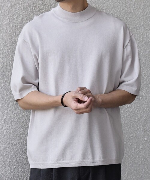 SHIPS any(シップス エニィ)の「SHIPS any:〈手洗い可能〉ハイゲージ ニット リネン ミックス モックネック 半袖 Tシャツ 26SS◇(Tシャツ/カットソー・メンズ・チャコールグレー/ブラック/ライトグレー/ネイビー・X-LARGE/LARGE/MEDIUM/SMALL)」の7枚目の写真