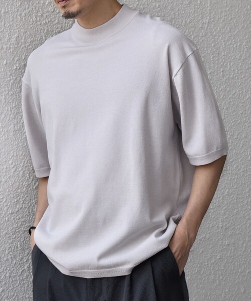 SHIPS any(シップス エニィ)の「SHIPS any:〈手洗い可能〉ハイゲージ ニット リネン ミックス モックネック 半袖 Tシャツ 26SS◇(Tシャツ/カットソー・メンズ・チャコールグレー/ブラック/ライトグレー/ネイビー・X-LARGE/LARGE/MEDIUM/SMALL)」の8枚目の写真