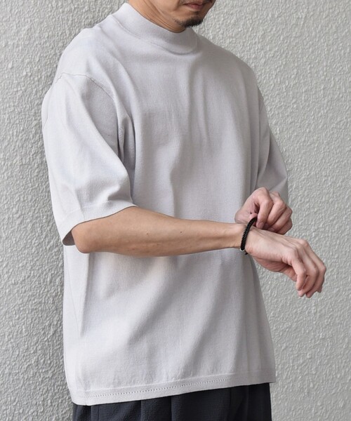 SHIPS any(シップス エニィ)の「SHIPS any:〈手洗い可能〉ハイゲージ ニット リネン ミックス モックネック 半袖 Tシャツ 26SS◇(Tシャツ/カットソー・メンズ・チャコールグレー/ブラック/ライトグレー/ネイビー・X-LARGE/LARGE/MEDIUM/SMALL)」の9枚目の写真