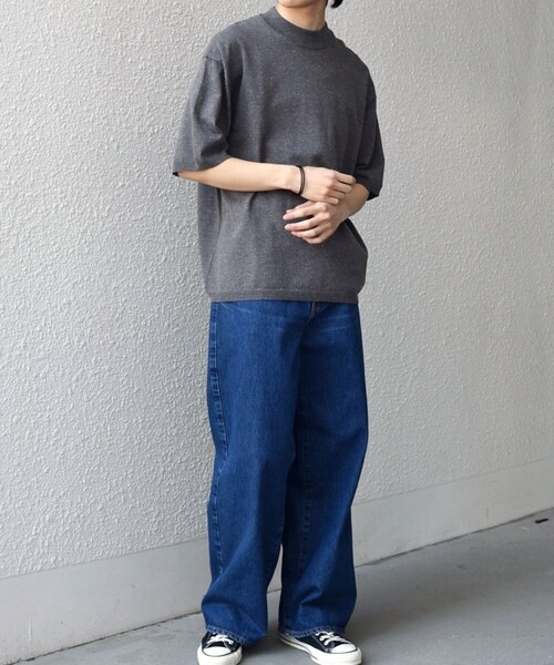 SHIPS any(シップス エニィ)の「SHIPS any:〈手洗い可能〉ハイゲージ ニット リネン ミックス モックネック 半袖 Tシャツ 26SS◇(Tシャツ/カットソー・メンズ・チャコールグレー/ブラック/ライトグレー/ネイビー・X-LARGE/LARGE/MEDIUM/SMALL)」の12枚目の写真
