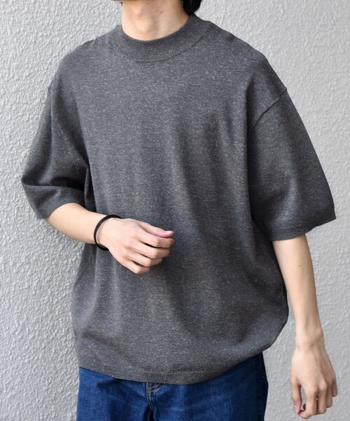 SHIPS any(シップス エニィ)の「SHIPS any:〈手洗い可能〉ハイゲージ ニット リネン ミックス モックネック 半袖 Tシャツ 26SS◇(Tシャツ/カットソー・メンズ・チャコールグレー/ブラック/ライトグレー/ネイビー・X-LARGE/LARGE/MEDIUM/SMALL)」の14枚目の写真