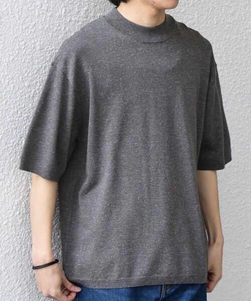 SHIPS any(シップス エニィ)の「SHIPS any:〈手洗い可能〉ハイゲージ ニット リネン ミックス モックネック 半袖 Tシャツ 26SS◇(Tシャツ/カットソー・メンズ・チャコールグレー/ブラック/ライトグレー/ネイビー・X-LARGE/LARGE/MEDIUM/SMALL)」の15枚目の写真