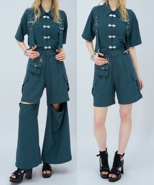 HARE（ハレ）の「【接触冷感】マルチWAYサスツキポケットカーゴパンツ(HARE)（カーゴパンツ・レディース・パープル/ブラック/ブラック系その他/グリーン・FREE）」の4枚目の写真