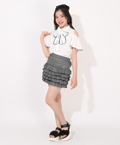 PINKHUNT(ピンクハント)の「PINKHUNT ビッグリボン付き肩あきシャツ 1507K(シャツ/ブラウス・キッズ・ベビーピンク/スカイブルー系1/ホワイト・120cm/130cm/140cm/150cm/160cm)」の9枚目の写真