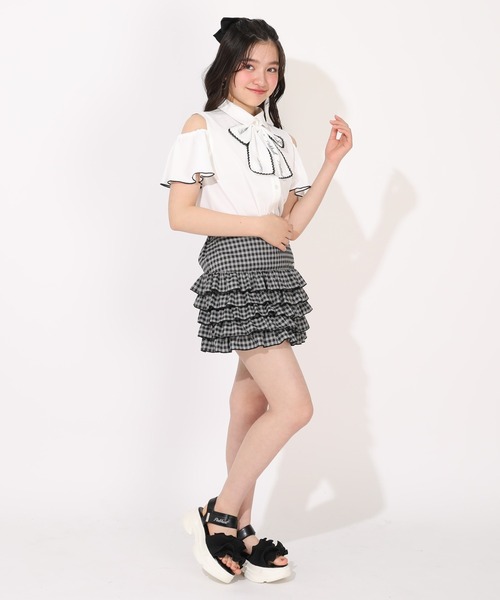PINKHUNT(ピンクハント)の「PINKHUNT ビッグリボン付き肩あきシャツ 1507K(シャツ/ブラウス・キッズ・ベビーピンク/スカイブルー系1/ホワイト・120cm/130cm/140cm/150cm/160cm)」の11枚目の写真