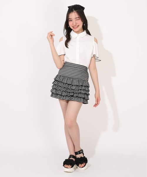 PINKHUNT(ピンクハント)の「PINKHUNT ビッグリボン付き肩あきシャツ 1507K(シャツ/ブラウス・キッズ・ベビーピンク/スカイブルー系1/ホワイト・120cm/130cm/140cm/150cm/160cm)」の12枚目の写真