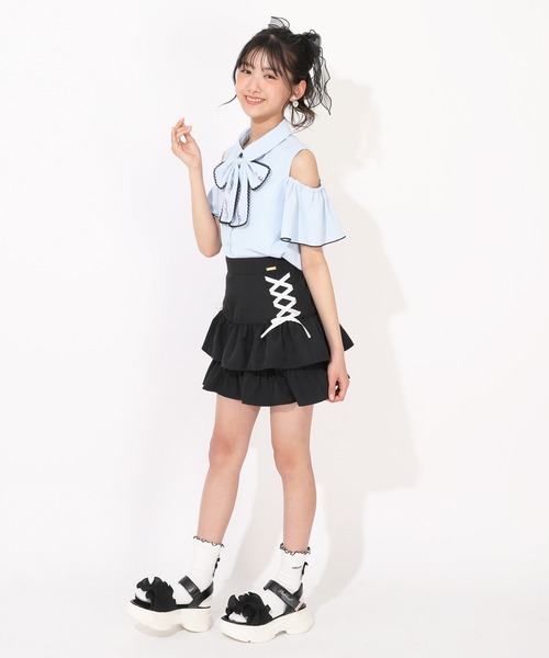 PINKHUNT(ピンクハント)の「PINKHUNT ビッグリボン付き肩あきシャツ 1507K(シャツ/ブラウス・キッズ・ベビーピンク/スカイブルー系1/ホワイト・120cm/130cm/140cm/150cm/160cm)」の14枚目の写真