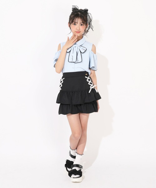 PINKHUNT(ピンクハント)の「PINKHUNT ビッグリボン付き肩あきシャツ 1507K(シャツ/ブラウス・キッズ・ベビーピンク/スカイブルー系1/ホワイト・120cm/130cm/140cm/150cm/160cm)」の15枚目の写真