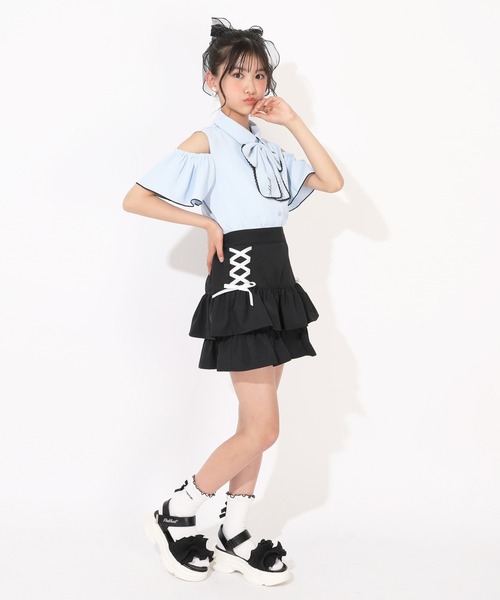 PINKHUNT(ピンクハント)の「PINKHUNT ビッグリボン付き肩あきシャツ 1507K(シャツ/ブラウス・キッズ・ベビーピンク/スカイブルー系1/ホワイト・120cm/130cm/140cm/150cm/160cm)」の16枚目の写真