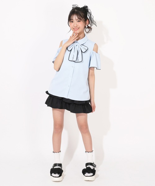 PINKHUNT(ピンクハント)の「PINKHUNT ビッグリボン付き肩あきシャツ 1507K(シャツ/ブラウス・キッズ・ベビーピンク/スカイブルー系1/ホワイト・120cm/130cm/140cm/150cm/160cm)」の17枚目の写真