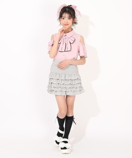 PINKHUNT(ピンクハント)の「PINKHUNT ビッグリボン付き肩あきシャツ 1507K(シャツ/ブラウス・キッズ・ベビーピンク/スカイブルー系1/ホワイト・120cm/130cm/140cm/150cm/160cm)」の19枚目の写真