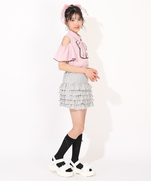 PINKHUNT(ピンクハント)の「PINKHUNT ビッグリボン付き肩あきシャツ 1507K(シャツ/ブラウス・キッズ・ベビーピンク/スカイブルー系1/ホワイト・120cm/130cm/140cm/150cm/160cm)」の5枚目の写真