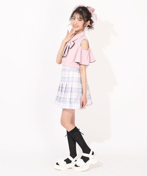 PINKHUNT(ピンクハント)の「PINKHUNT ビッグリボン付き肩あきシャツ 1507K(シャツ/ブラウス・キッズ・ベビーピンク/スカイブルー系1/ホワイト・120cm/130cm/140cm/150cm/160cm)」の7枚目の写真