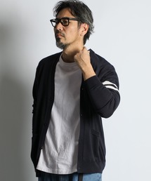 The DUFFER of ST.GEORGE（ザダファーオブセントジョージ）の「SLEEVE LINE KNIT CARDIGAN：ニットカーディガン / 2本ライン / プレッピー / トラッド（カーディガン/ボレロ）」