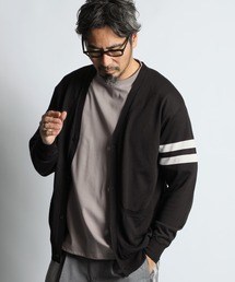 The DUFFER of ST.GEORGE（ザダファーオブセントジョージ）の「SLEEVE LINE KNIT CARDIGAN:ニットカーディガン   2本ライン   プレッピー   トラッド（カーディガン/ボレロ）」