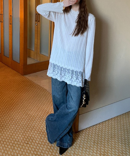 by LEGNA(バイレグナ)の「レースきれいめカットソー(Tシャツ/カットソー・レディース・ホワイト・LARGE/MEDIUM)」の3枚目の写真