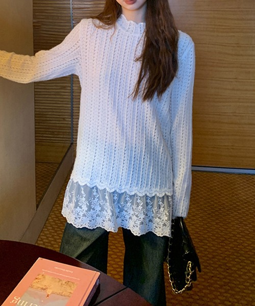 by LEGNA(バイレグナ)の「レースきれいめカットソー(Tシャツ/カットソー・レディース・ホワイト・LARGE/MEDIUM)」の4枚目の写真