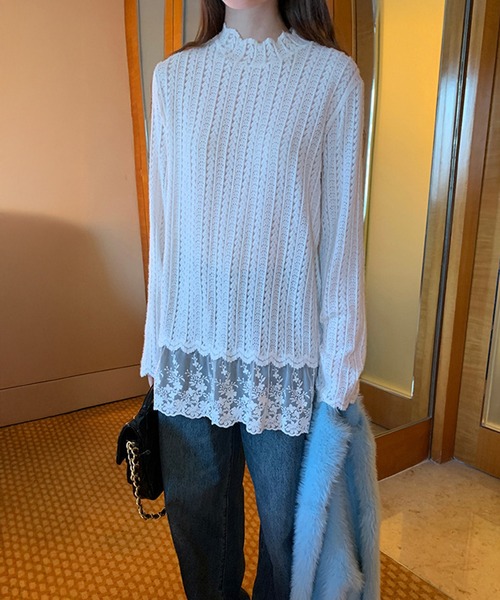 by LEGNA(バイレグナ)の「レースきれいめカットソー(Tシャツ/カットソー・レディース・ホワイト・LARGE/MEDIUM)」の5枚目の写真