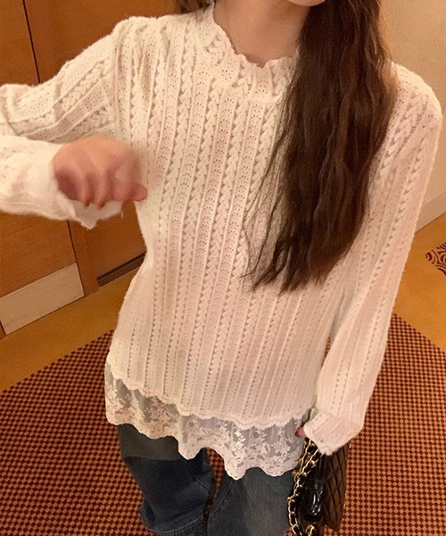 by LEGNA(バイレグナ)の「レースきれいめカットソー(Tシャツ/カットソー・レディース・ホワイト・LARGE/MEDIUM)」の6枚目の写真