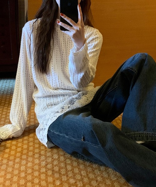 by LEGNA(バイレグナ)の「レースきれいめカットソー(Tシャツ/カットソー・レディース・ホワイト・LARGE/MEDIUM)」の11枚目の写真