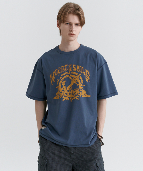 MAGOODGAN(メックウッドガン)の「スウェッカー 3592 アンカー オーバーサイズ ダークブルー 半袖Tシャツ(Tシャツ/カットソー・レディース・その他・SMALL/MEDIUM/LARGE/X-LARGE)」の4枚目の写真
