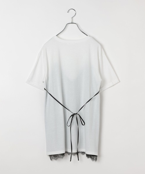 LEPSIM（レプシィム）の「キャミドッキングプリントプルオーバー　668383（Tシャツ/カットソー・レディース・チャコールグレー/ホワイト×ブラック/アイボリー・FREE）」の4枚目の写真