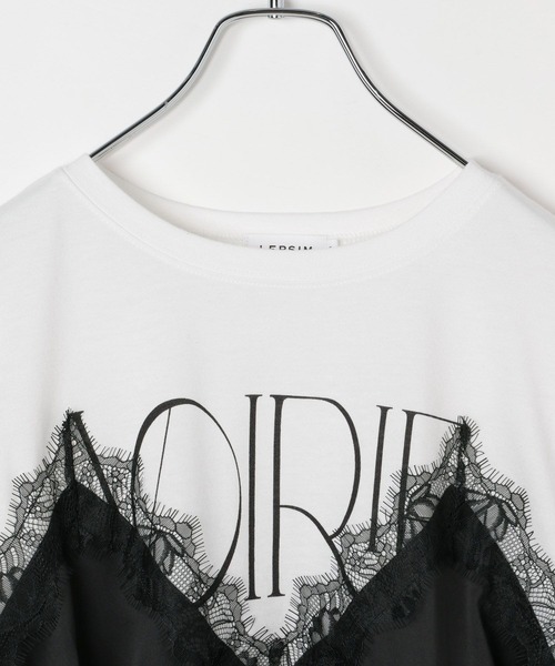 LEPSIM（レプシィム）の「キャミドッキングプリントプルオーバー　668383（Tシャツ/カットソー・レディース・チャコールグレー/ホワイト×ブラック/アイボリー・FREE）」の5枚目の写真