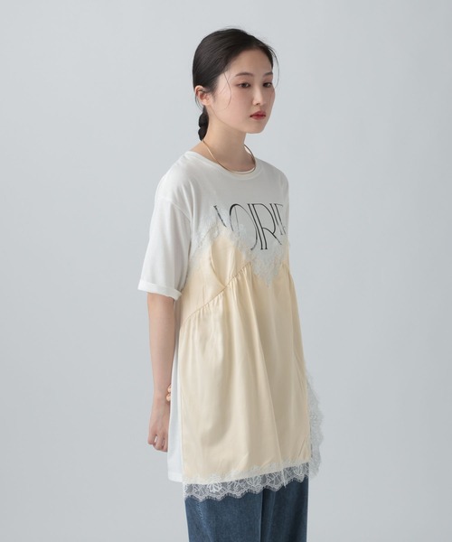 LEPSIM(レプシィム)の「キャミドッキングプリントプルオーバー 668383(Tシャツ/カットソー・レディース・チャコールグレー/ホワイト×ブラック/アイボリー/ブラウン・FREE)」の15枚目の写真